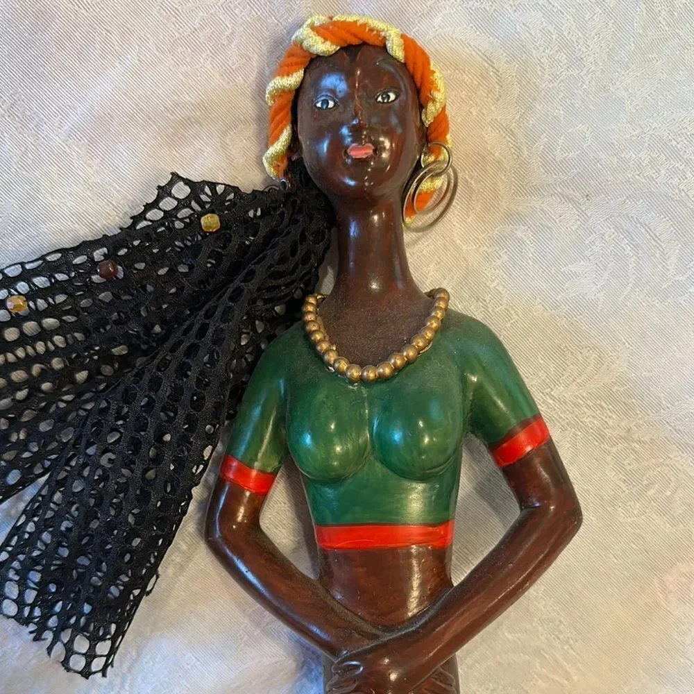 African Figurine Handcrafted Colorful Wooden African Figurine